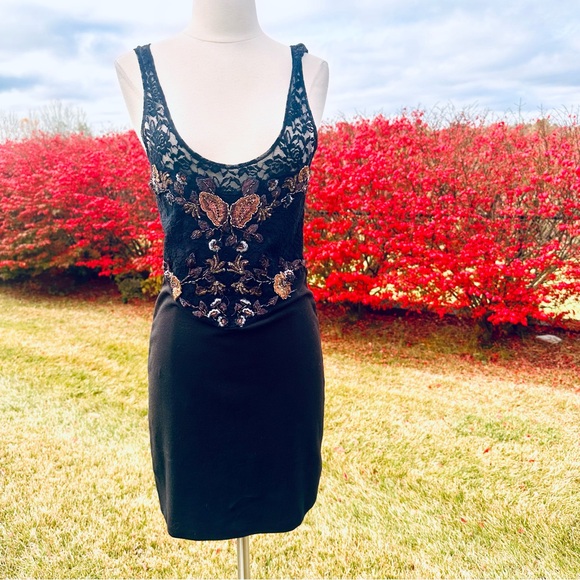 FREE PEOPLE Black dress Embroidered Beaded Sequin Secrets of Eden - Picture 4 of 16